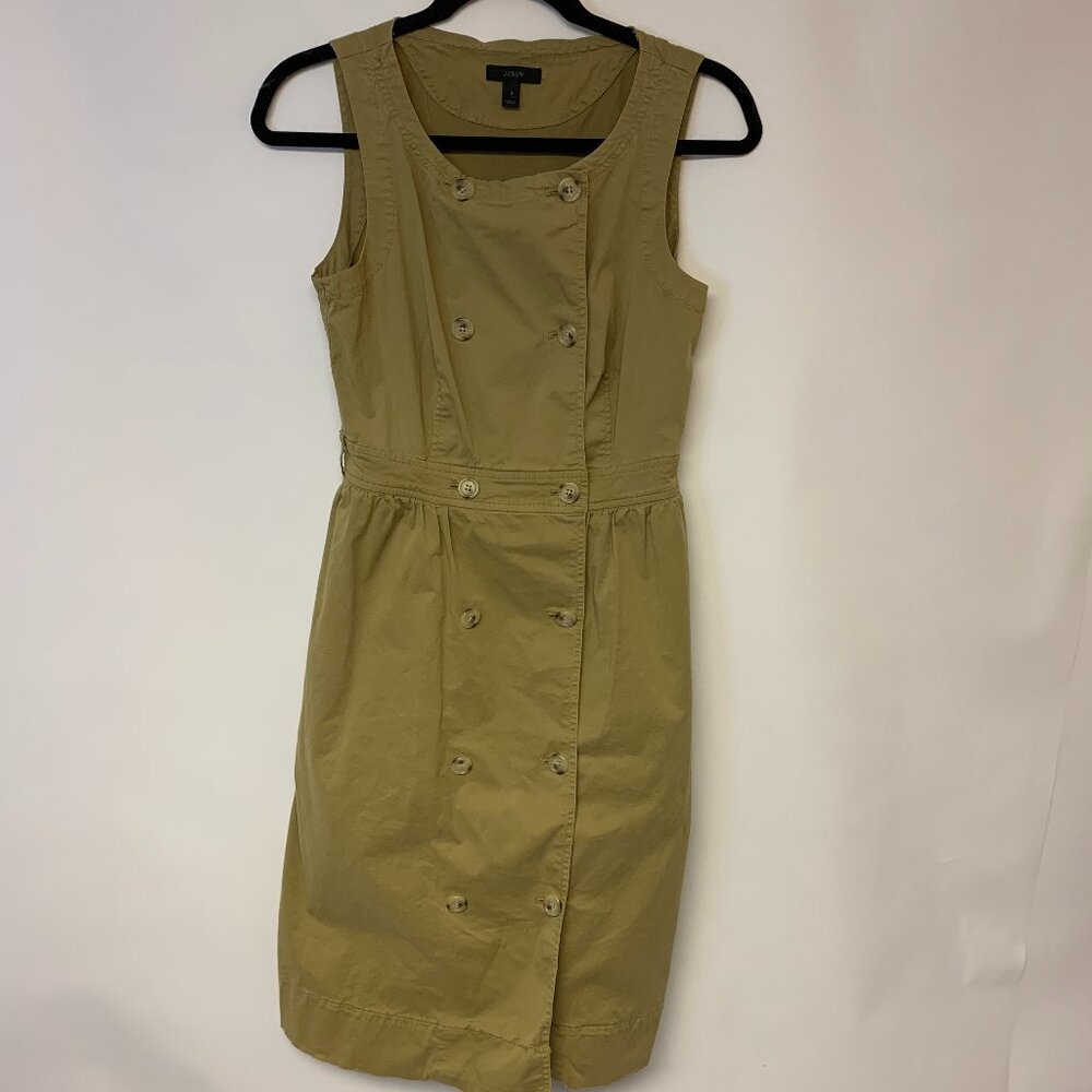 J. Crew Dress Mini Canvas Utility Causal Office Safari Button down Womens SZ 0